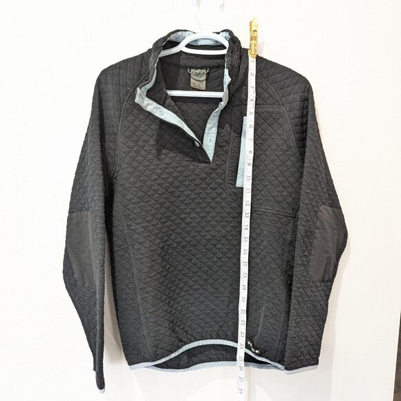 Woods Black Quilted Pullover Women's Cottagecore M 26 Inch L Elbow Patches! - Picture 7 of 8